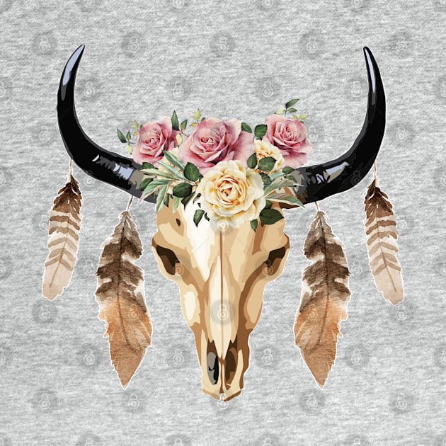 skull cow boho style by Collagedream